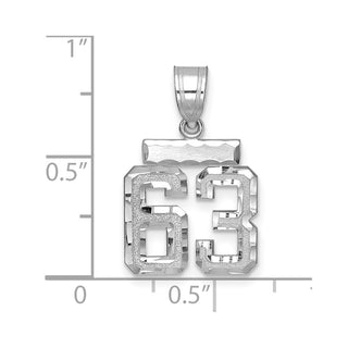 14K White Gold Small Diamond-cut Number 63 Charm