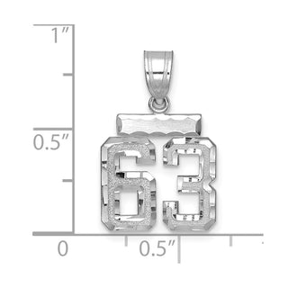 14K White Gold Small Diamond-cut Number 63 Charm
