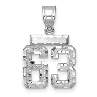 14K White Gold Small Diamond-cut Number 63 Charm