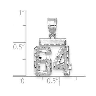 14K White Gold Small Diamond-cut Number 64 Charm