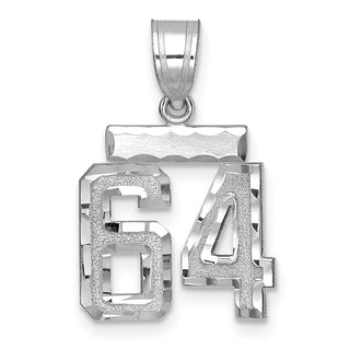 14K White Gold Small Diamond-cut Number 64 Charm