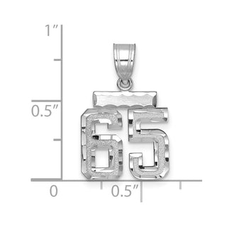 14K White Gold Small Diamond-cut Number 65 Charm