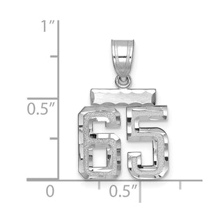 14K White Gold Small Diamond-cut Number 65 Charm