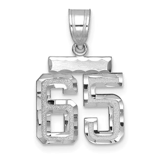 14K White Gold Small Diamond-cut Number 65 Charm