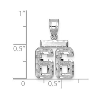 14K White Gold Small Diamond-cut Number 66 Charm