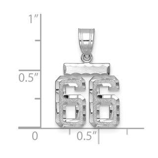 14K White Gold Small Diamond-cut Number 66 Charm