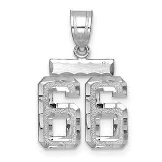 14K White Gold Small Diamond-cut Number 66 Charm