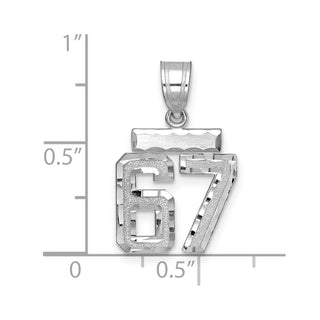 14K White Gold Small Diamond-cut Number 67 Charm