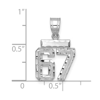 14K White Gold Small Diamond-cut Number 67 Charm