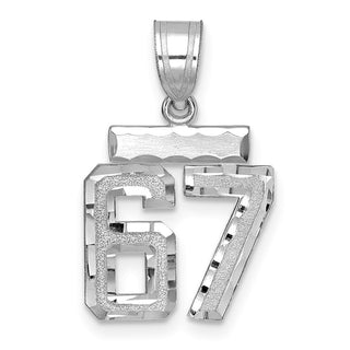 14K White Gold Small Diamond-cut Number 67 Charm