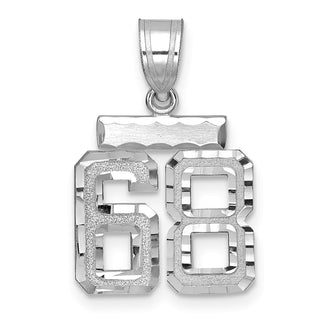 14K White Gold Small Diamond-cut Number 68 Charm
