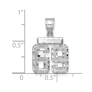 14K White Gold Small Diamond-cut Number 69 Charm