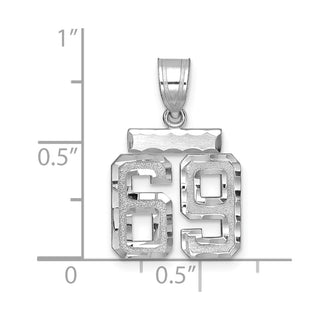 14K White Gold Small Diamond-cut Number 69 Charm