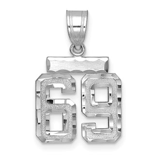 14K White Gold Small Diamond-cut Number 69 Charm