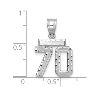 14K White Gold Small Diamond-cut Number 70 Charm