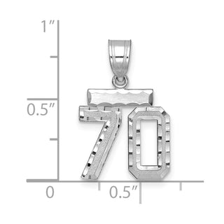 14K White Gold Small Diamond-cut Number 70 Charm