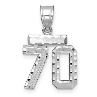14K White Gold Small Diamond-cut Number 70 Charm