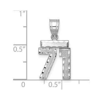 14K White Gold Small Diamond-cut Number 71 Charm