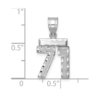 14K White Gold Small Diamond-cut Number 71 Charm