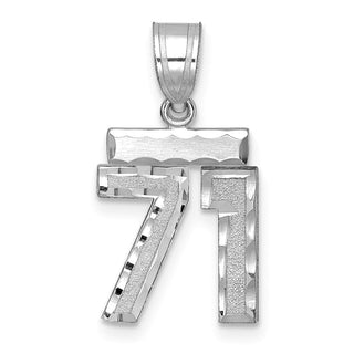 14K White Gold Small Diamond-cut Number 71 Charm