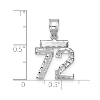 14K White Gold Small Diamond-cut Number 72 Charm