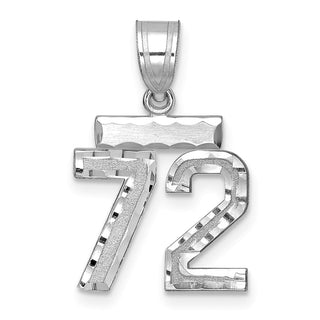 14K White Gold Small Diamond-cut Number 72 Charm
