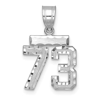 14K White Gold Small Diamond-cut Number 73 Charm