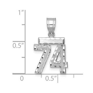 14K White Gold Small Diamond-cut Number 74 Charm