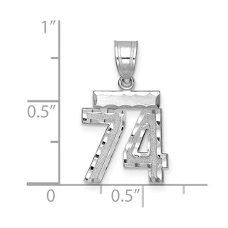 14K White Gold Small Diamond-cut Number 74 Charm