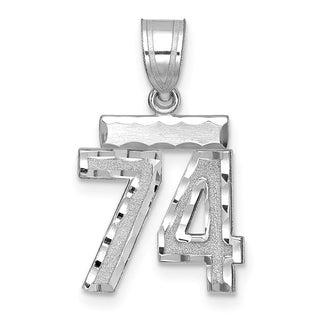 14K White Gold Small Diamond-cut Number 74 Charm