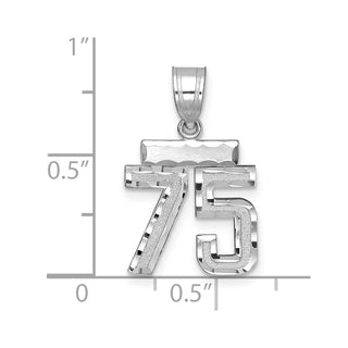 14K White Gold Small Diamond-cut Number 75 Charm