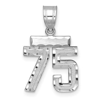 14K White Gold Small Diamond-cut Number 75 Charm