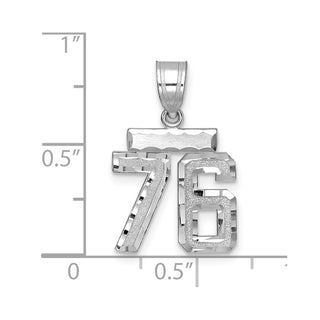 14K White Gold Small Diamond-cut Number 76 Charm
