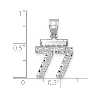 14K White Gold Small Diamond-cut Number 77 Charm