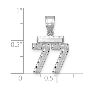 14K White Gold Small Diamond-cut Number 77 Charm