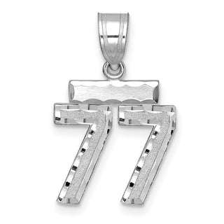 14K White Gold Small Diamond-cut Number 77 Charm