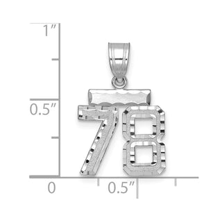 14K White Gold Small Diamond-cut Number 78 Charm