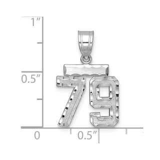 14K White Gold Small Diamond-cut Number 79 Charm