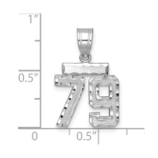 14K White Gold Small Diamond-cut Number 79 Charm