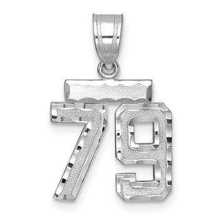 14K White Gold Small Diamond-cut Number 79 Charm