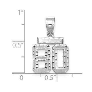 14K White Gold Small Diamond-cut Number 80 Charm