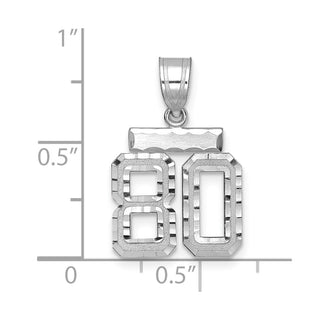 14K White Gold Small Diamond-cut Number 80 Charm