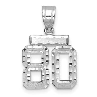 14K White Gold Small Diamond-cut Number 80 Charm
