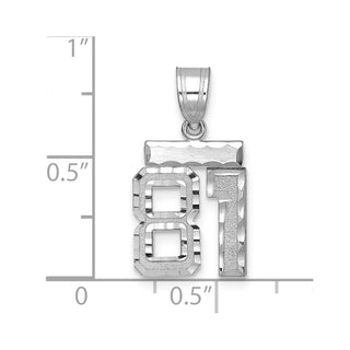 14K White Gold Small Diamond-cut Number 81 Charm