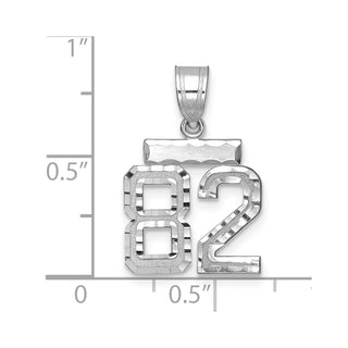 14K White Gold Small Diamond-cut Number 82 Charm
