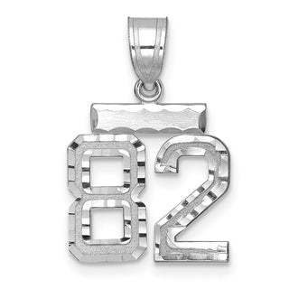 14K White Gold Small Diamond-cut Number 82 Charm