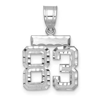 14K White Gold Small Diamond-cut Number 83 Charm