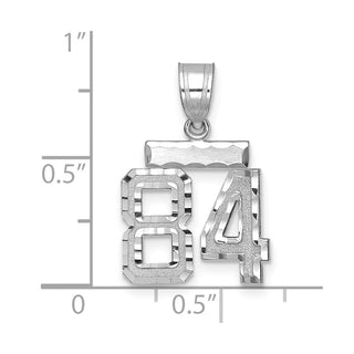14K White Gold Small Diamond-cut Number 84 Charm