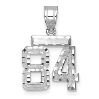 14K White Gold Small Diamond-cut Number 84 Charm