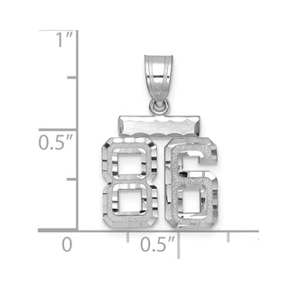14K White Gold Small Diamond-cut Number 86 Charm